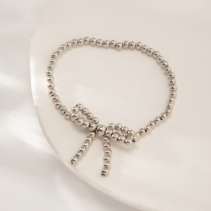 Women's Beaded Bracelet with Bow & Personalized Design